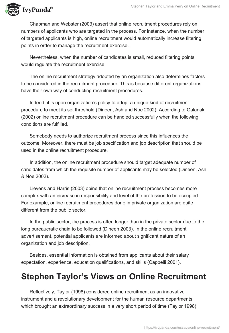 Stephen Taylor and Emma Perry on Online Recruitment. Page 3