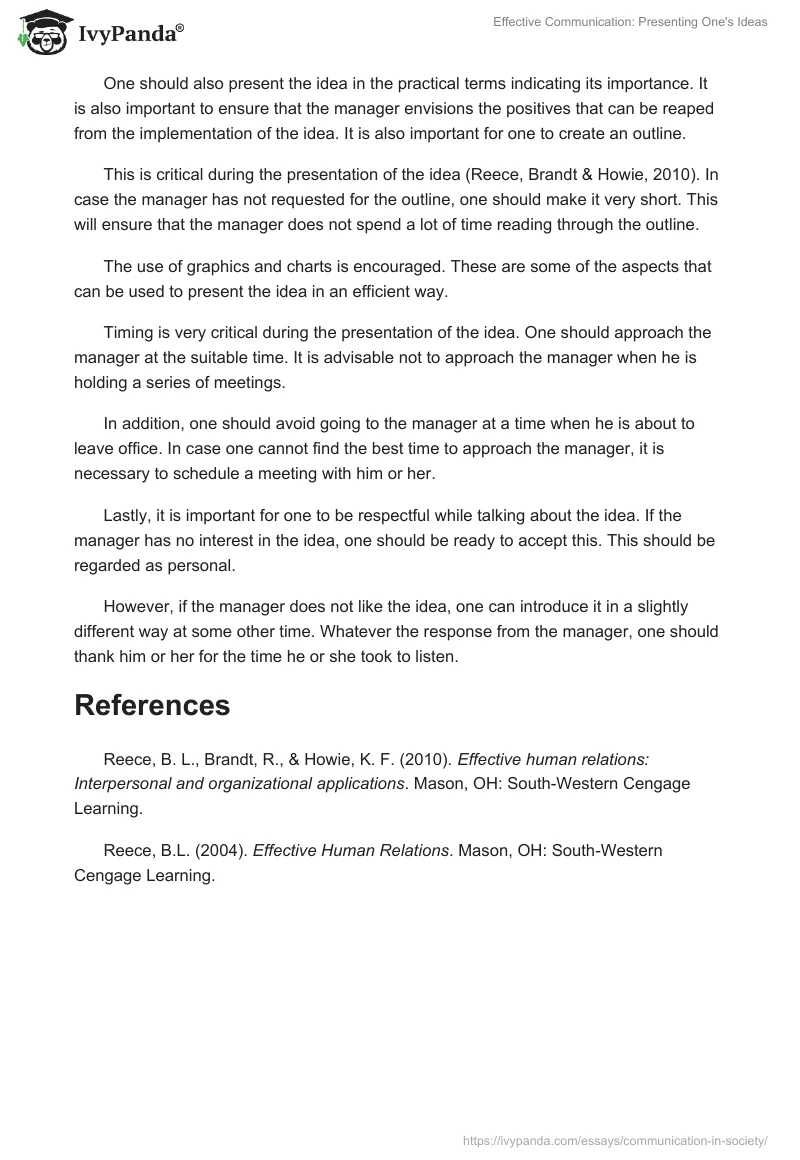 Effective Communication: Presenting One's Ideas. Page 2
