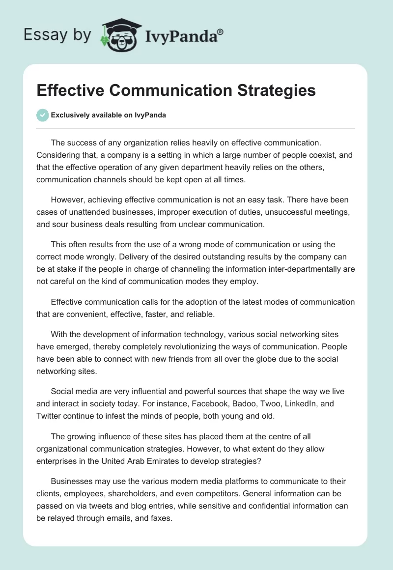 Effective Communication Strategies. Page 1