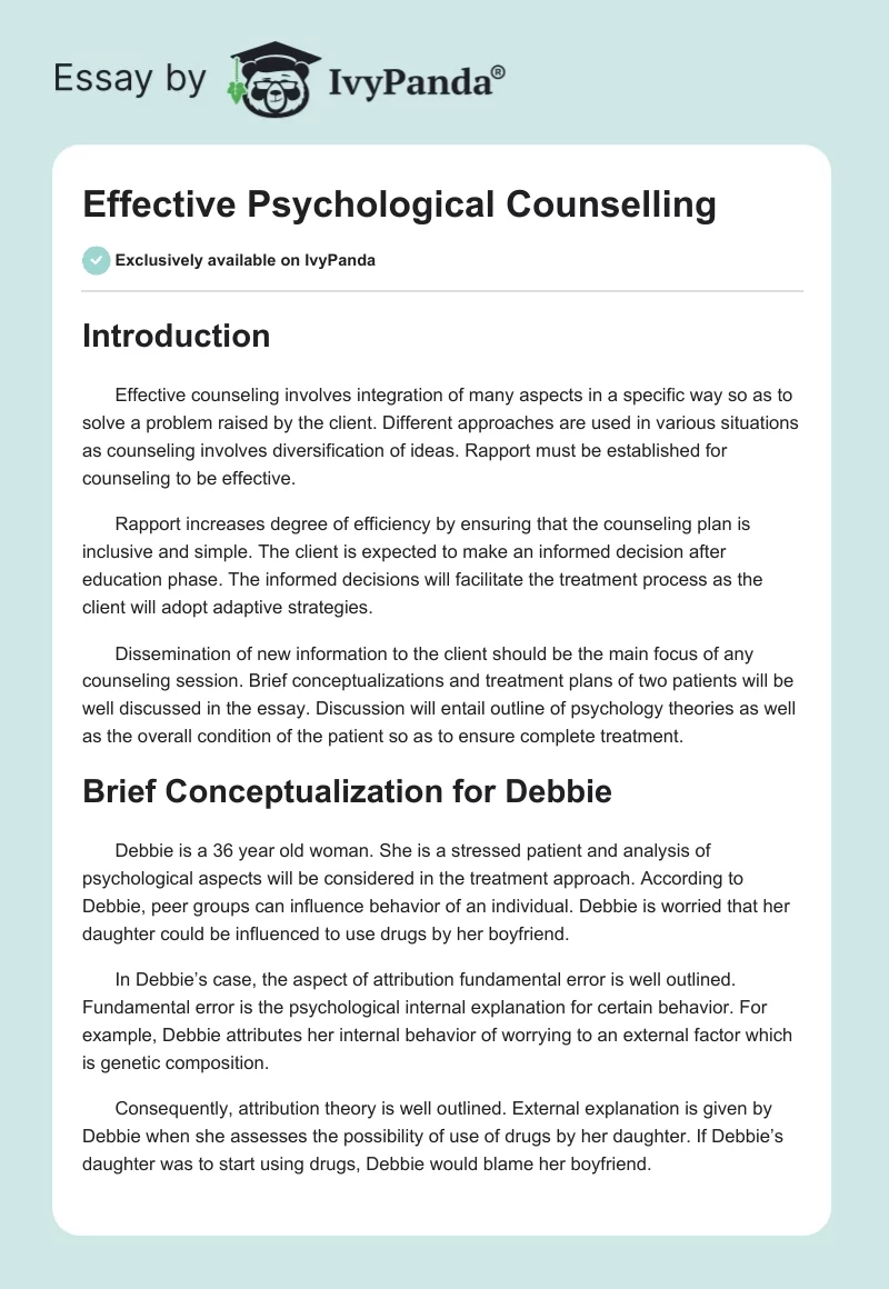Effective Psychological Counselling. Page 1