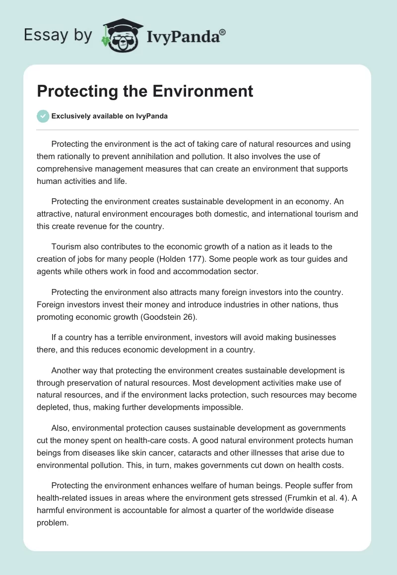 Protecting the Environment. Page 1
