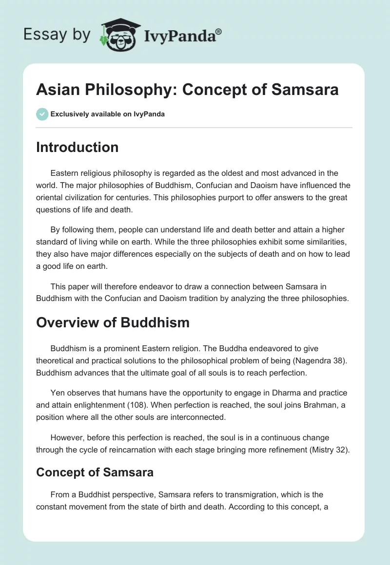 Asian Philosophy: Concept of Samsara. Page 1
