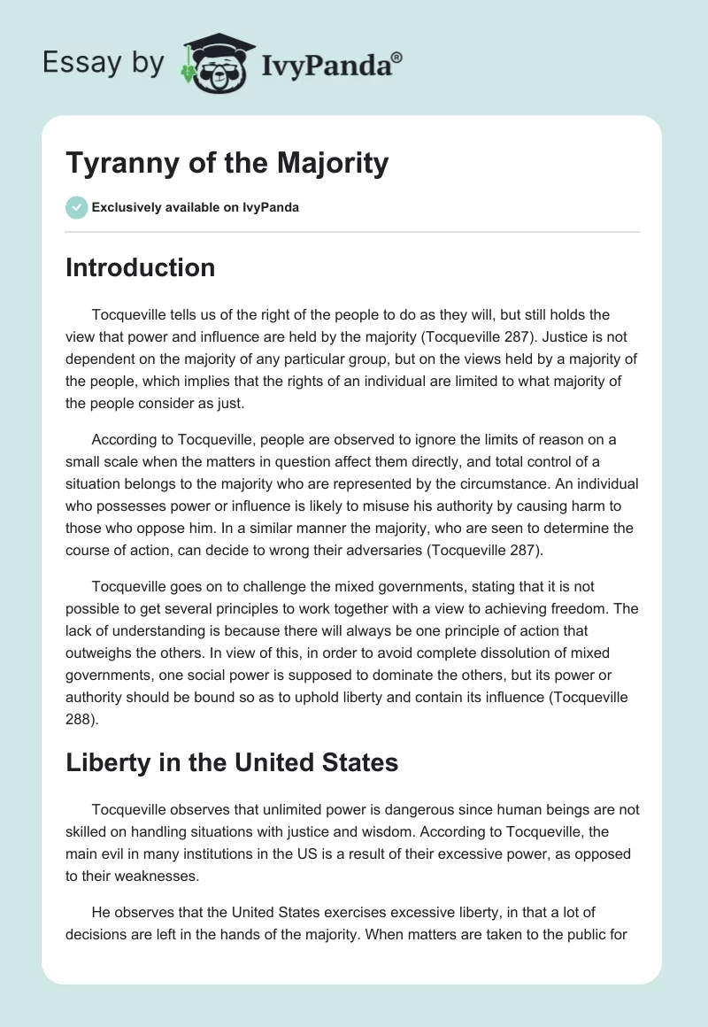 Tyranny of the Majority. Page 1