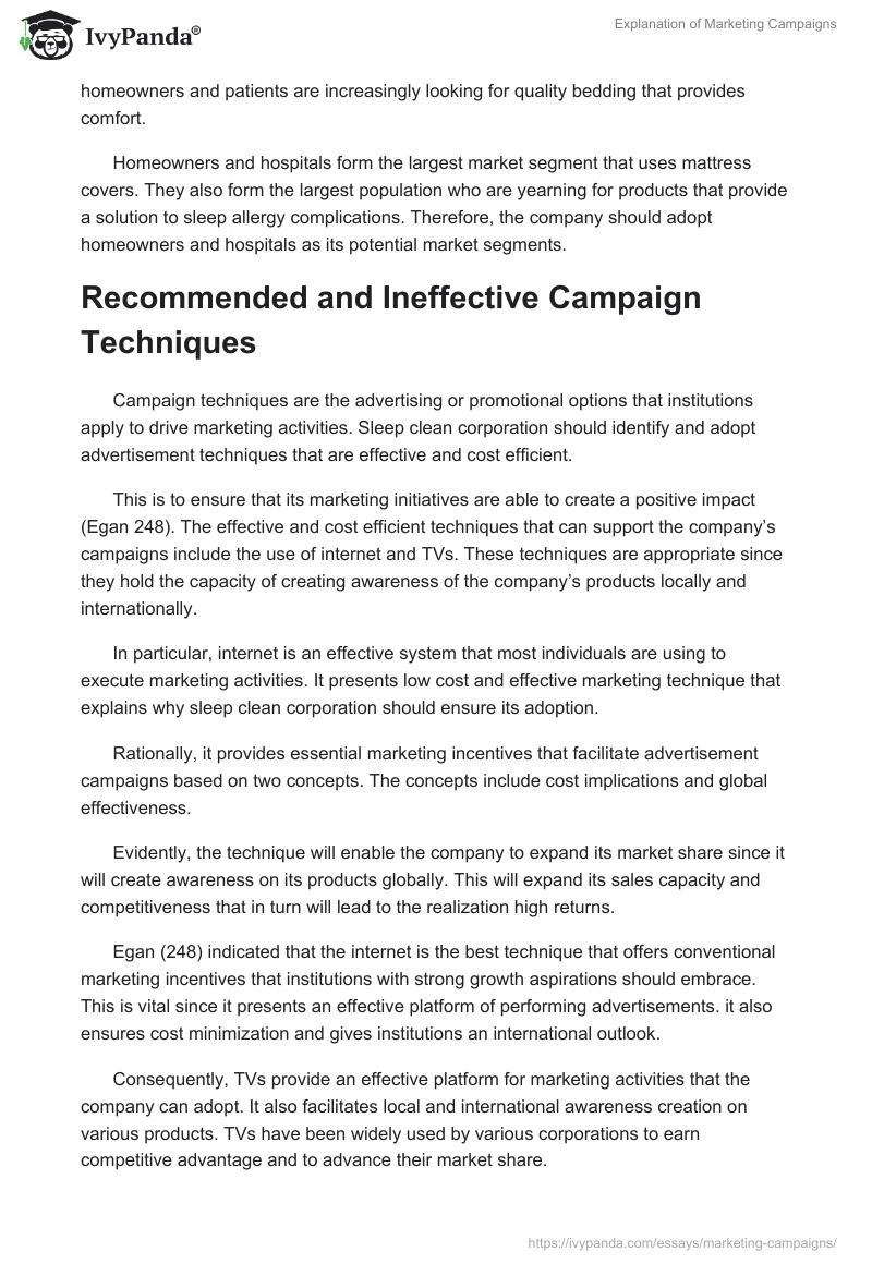 Explanation of Marketing Campaigns. Page 3