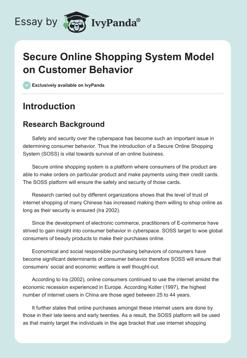 Secure Online Shopping System Model on Customer Behavior. Page 1