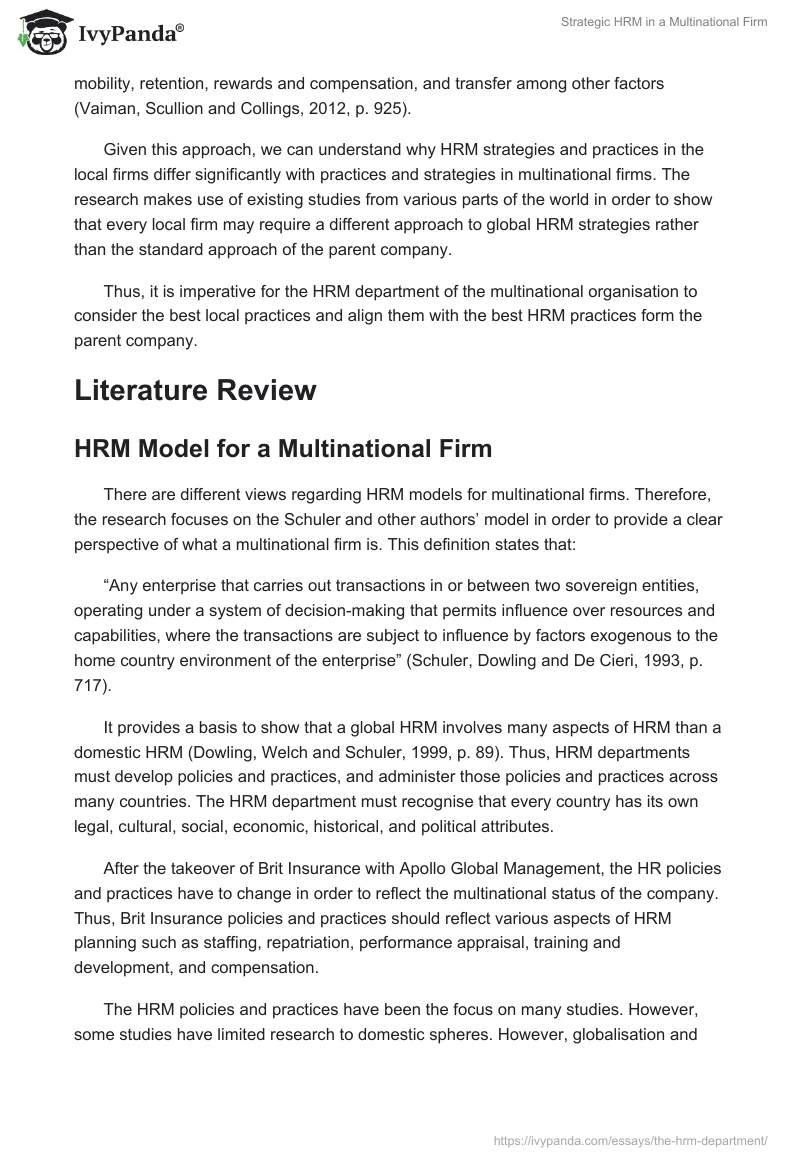 Strategic HRM in a Multinational Firm. Page 3