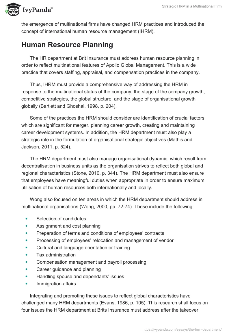 Strategic HRM in a Multinational Firm. Page 4