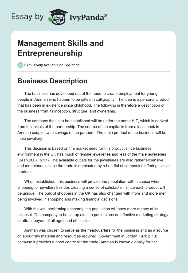 Management Skills and Entrepreneurship. Page 1