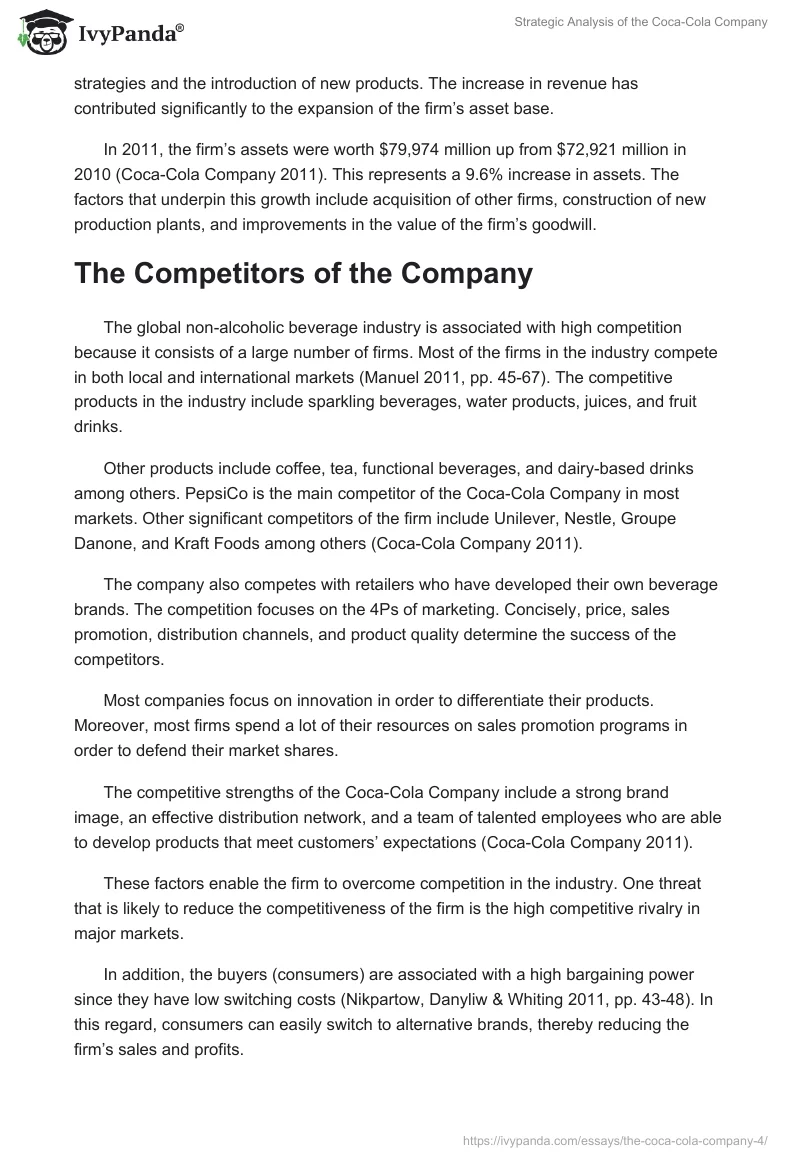 Strategic Analysis of the Coca-Cola Company. Page 3
