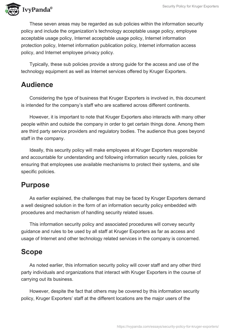 Security Policy for Kruger Exporters. Page 4