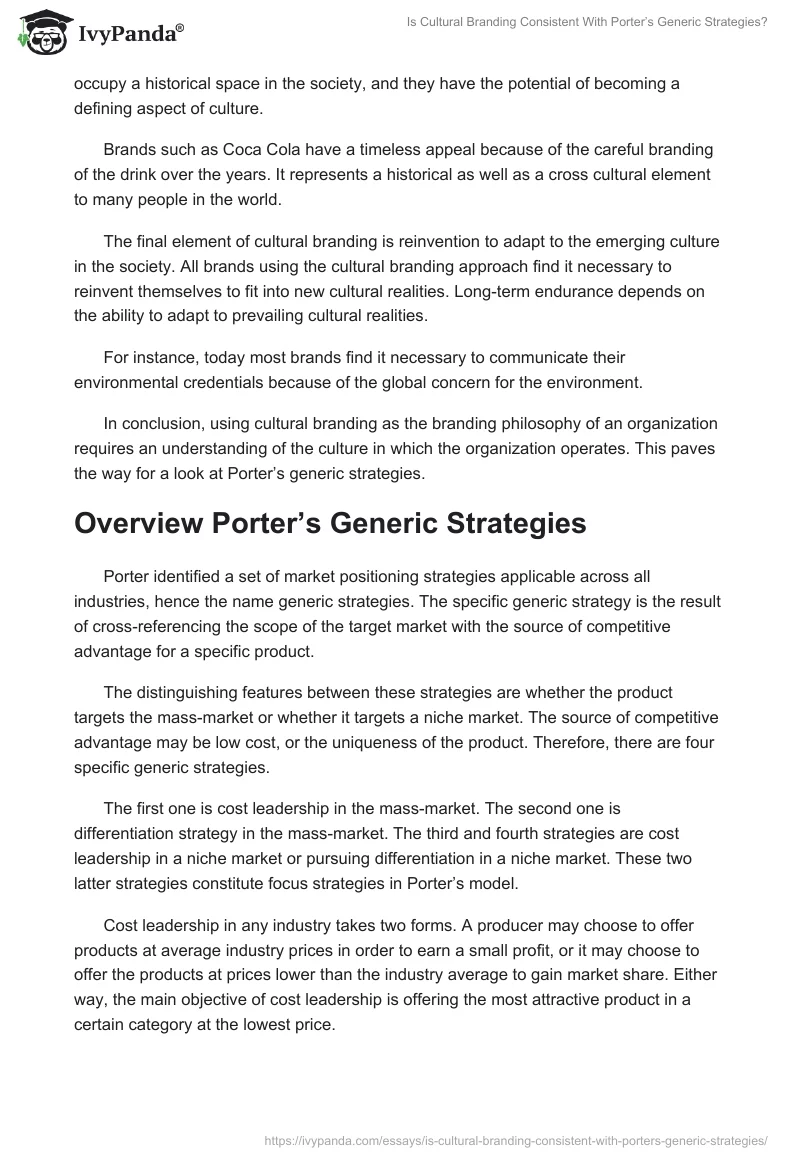Is Cultural Branding Consistent With Porter’s Generic Strategies?. Page 3