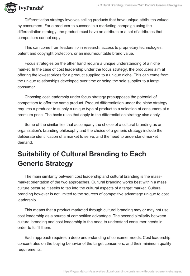 Is Cultural Branding Consistent With Porter’s Generic Strategies?. Page 4