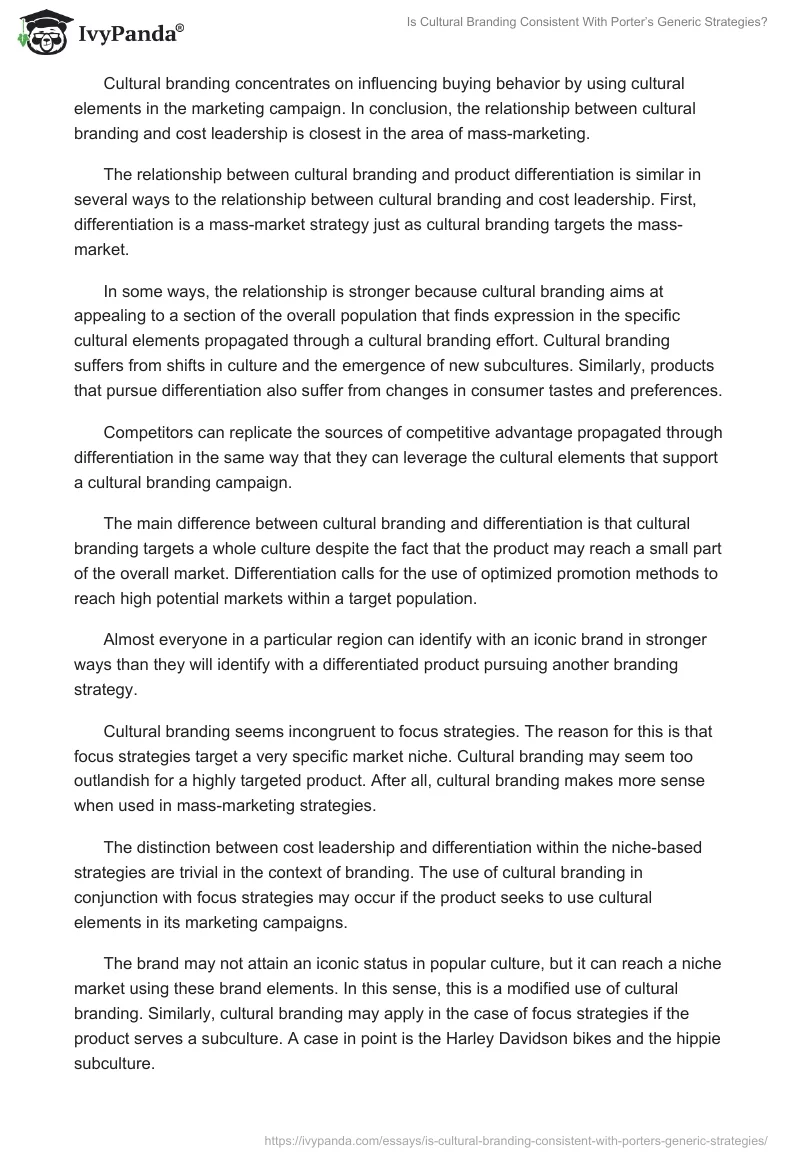 Is Cultural Branding Consistent With Porter’s Generic Strategies?. Page 5