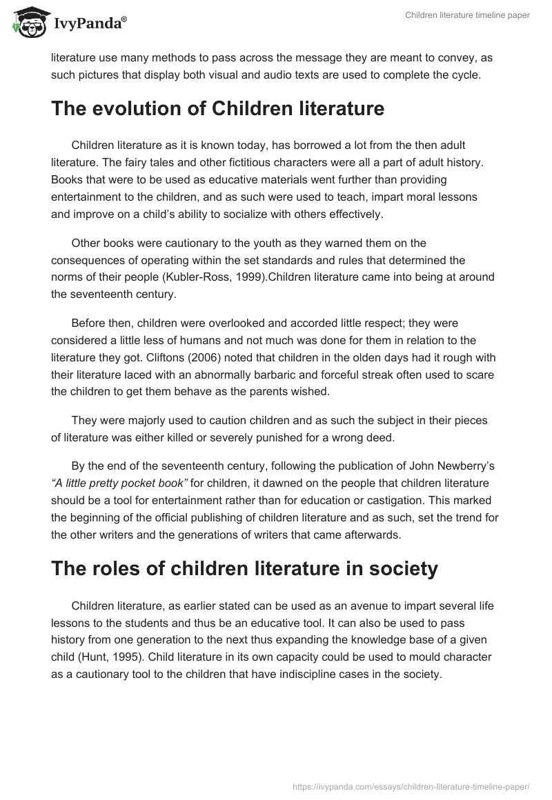 Children literature timeline paper. Page 2