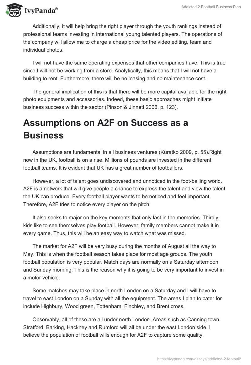 Addicted 2 Football Business Plan. Page 5
