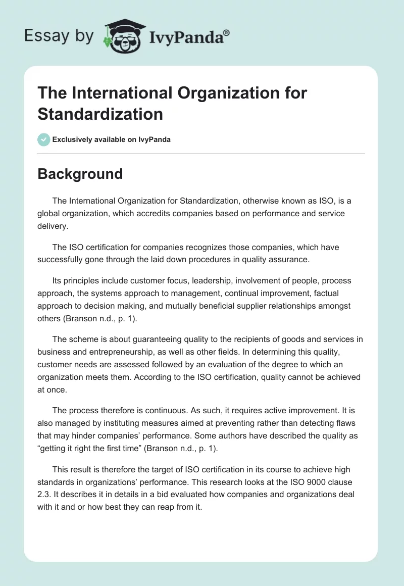 The International Organization for Standardization. Page 1