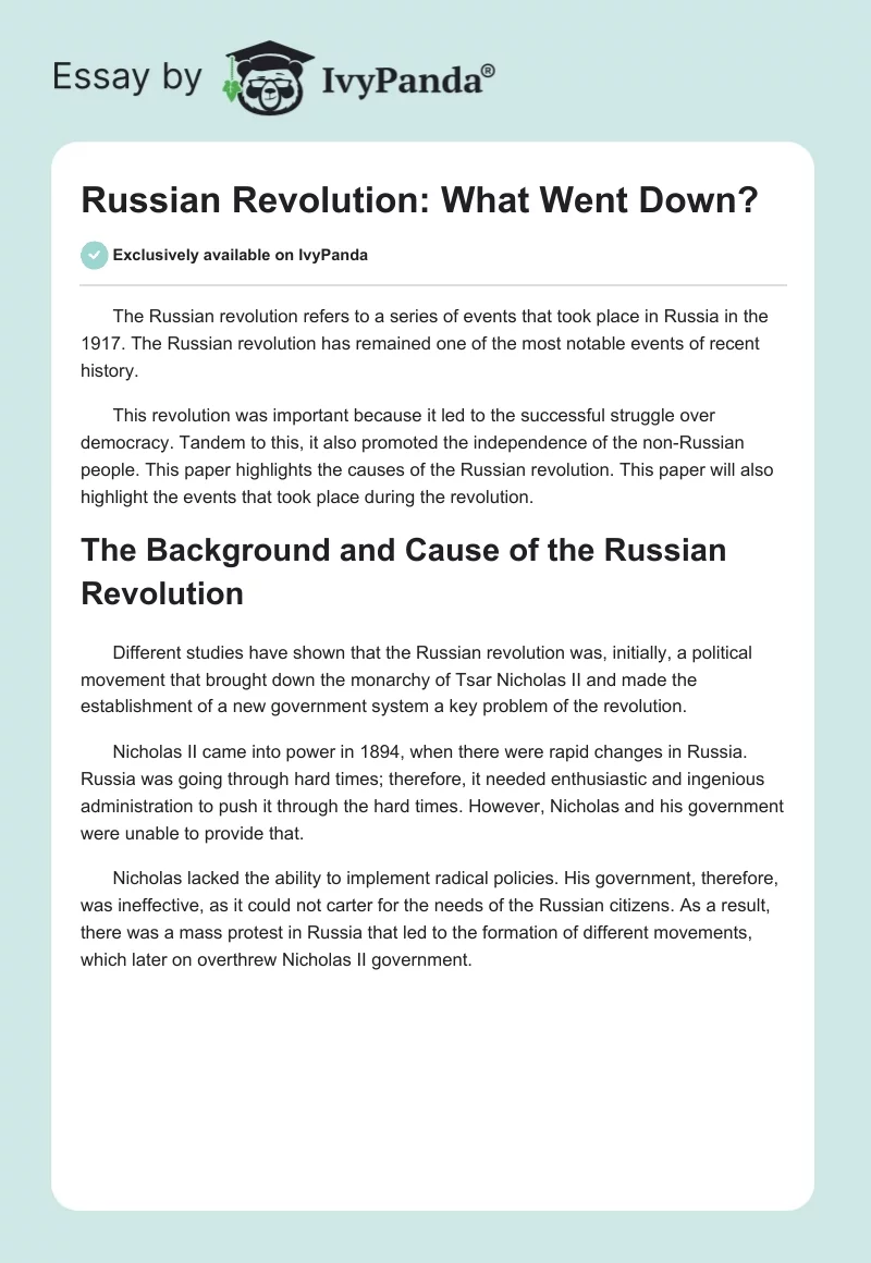 Russian Revolution: What Went Down?. Page 1