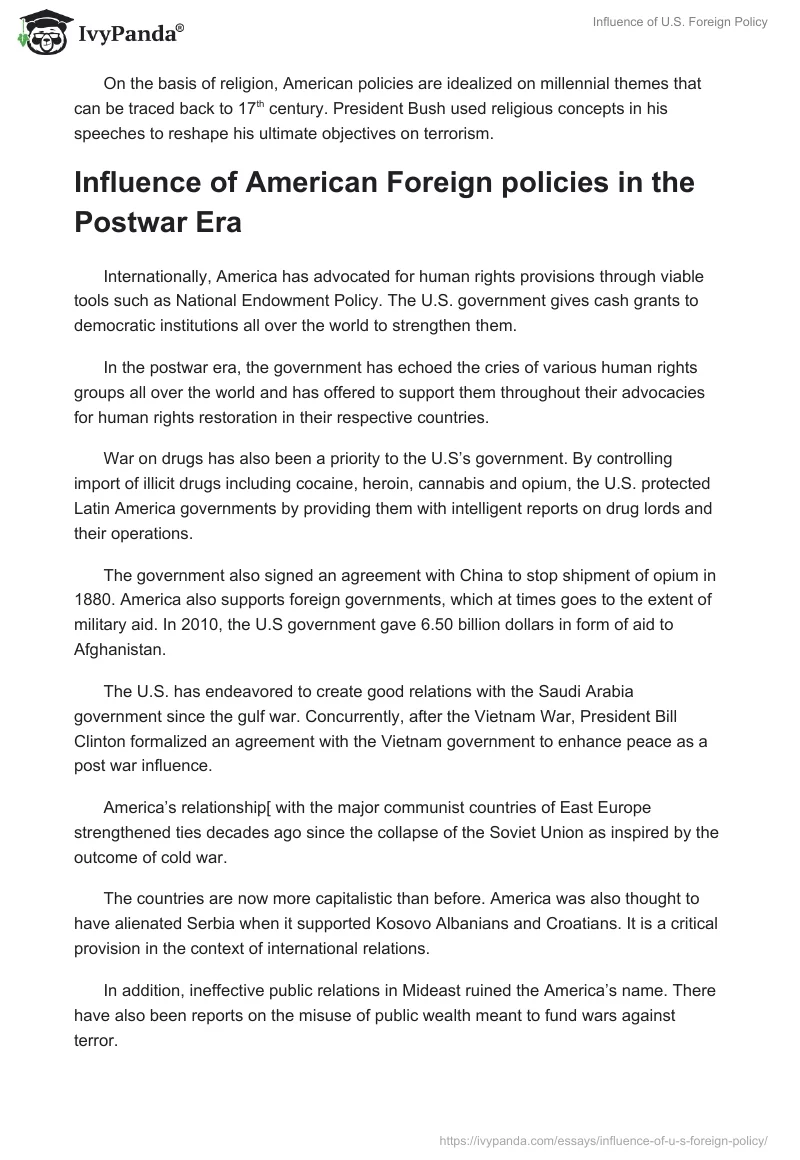 Influence of U.S. Foreign Policy. Page 2