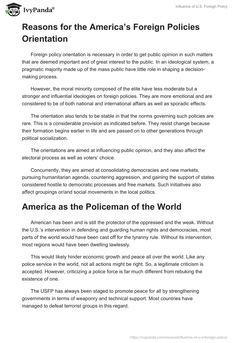 Influence of U.S. Foreign Policy. Page 3