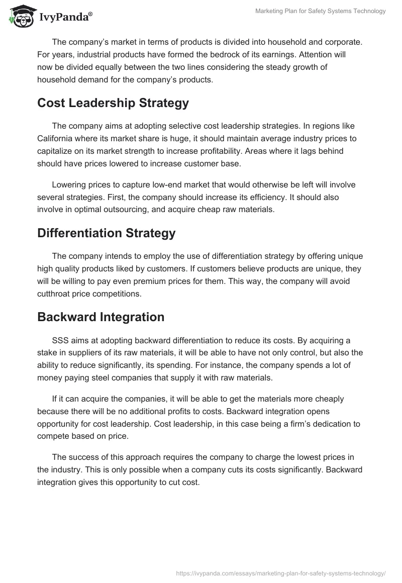 Marketing Plan for Safety Systems Technology. Page 4