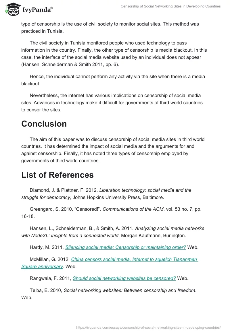 Censorship of Social Networking Sites in Developing Countries. Page 3