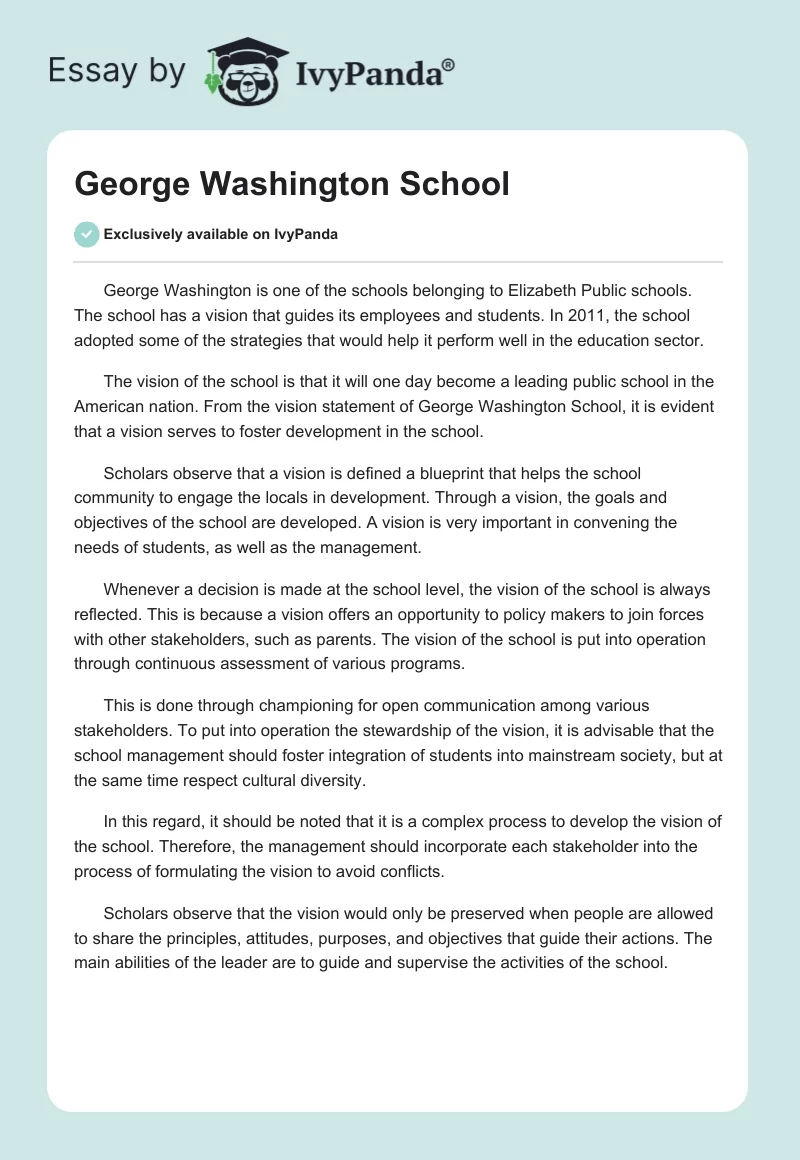 George Washington School. Page 1