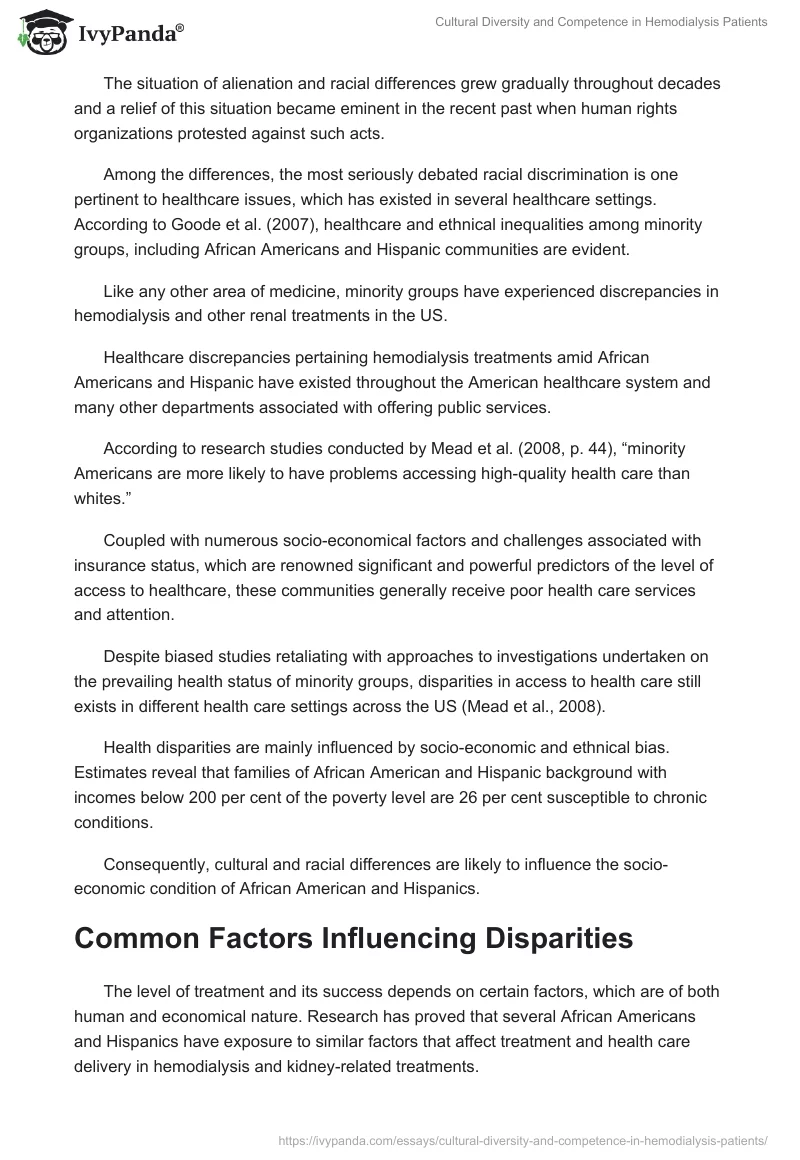 Cultural Diversity and Competence in Hemodialysis Patients. Page 3