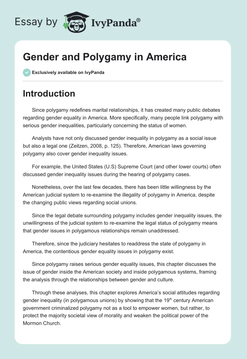 Gender and Polygamy in America. Page 1
