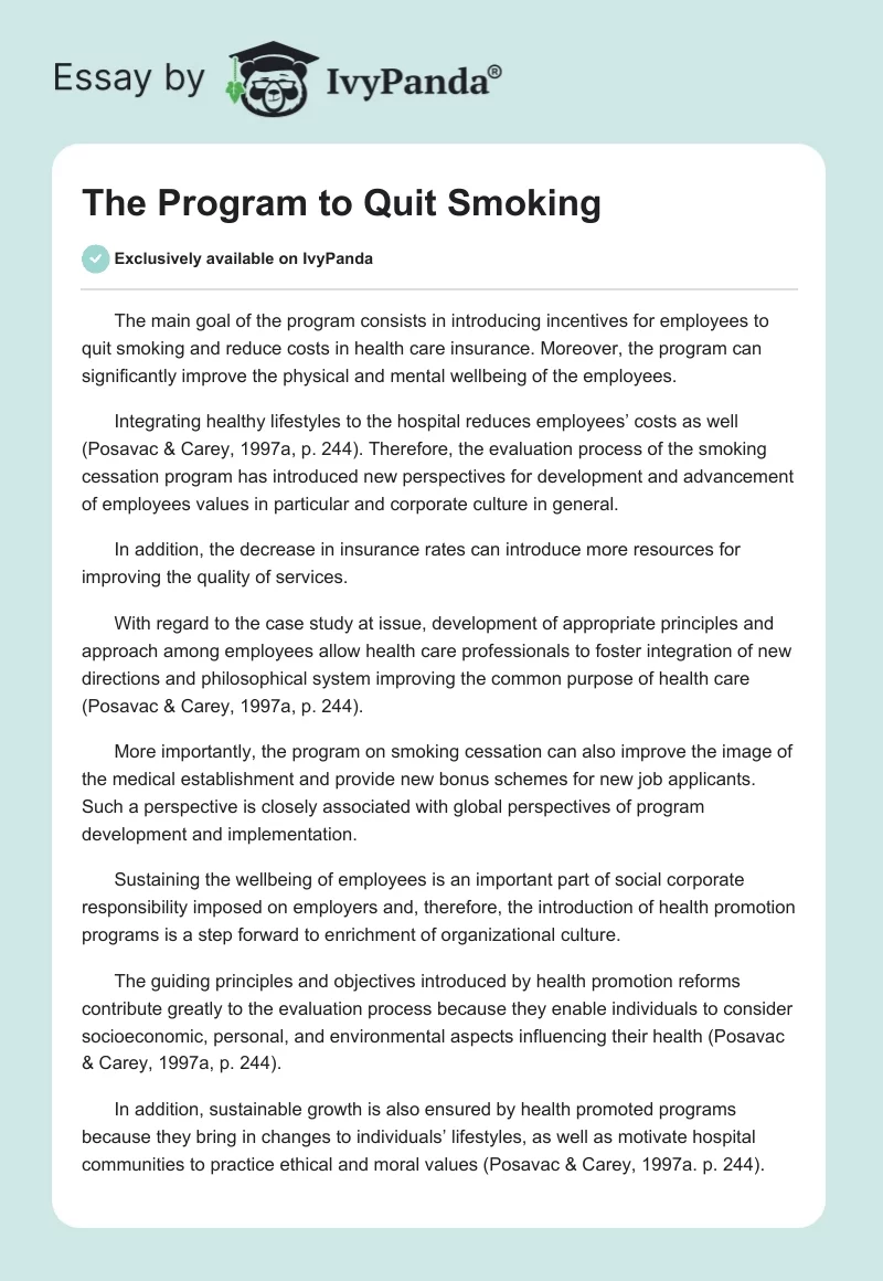 The Program to Quit Smoking. Page 1