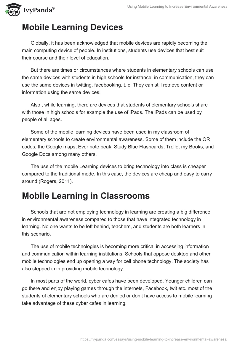Using Mobile Learning to Increase Environmental Awareness. Page 2