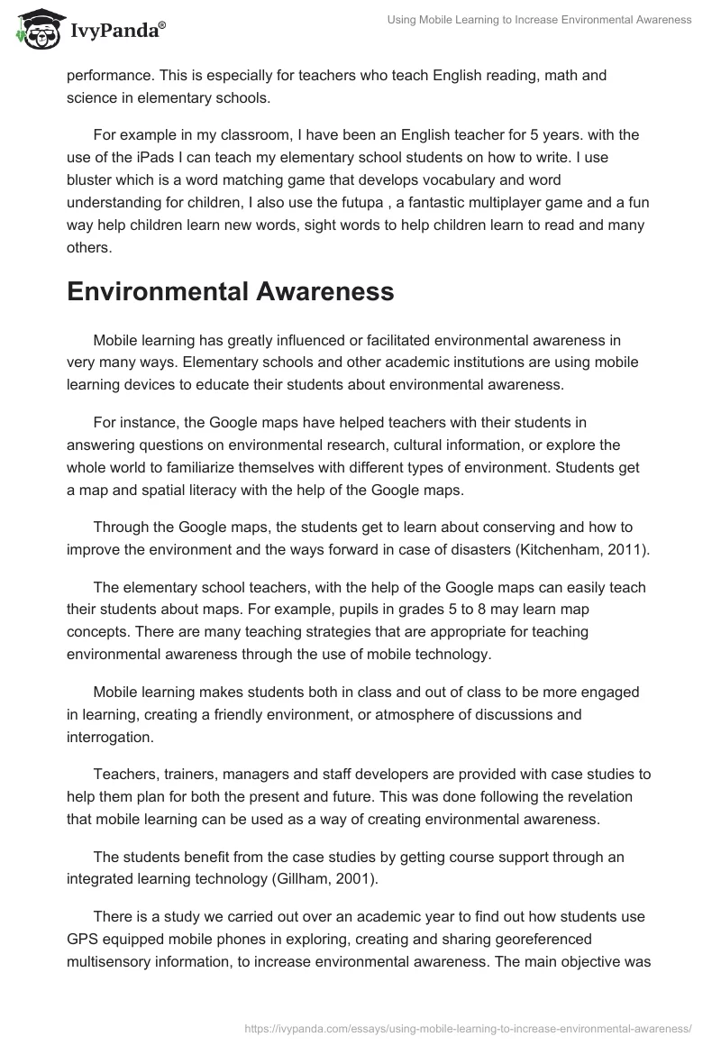 Using Mobile Learning to Increase Environmental Awareness. Page 4