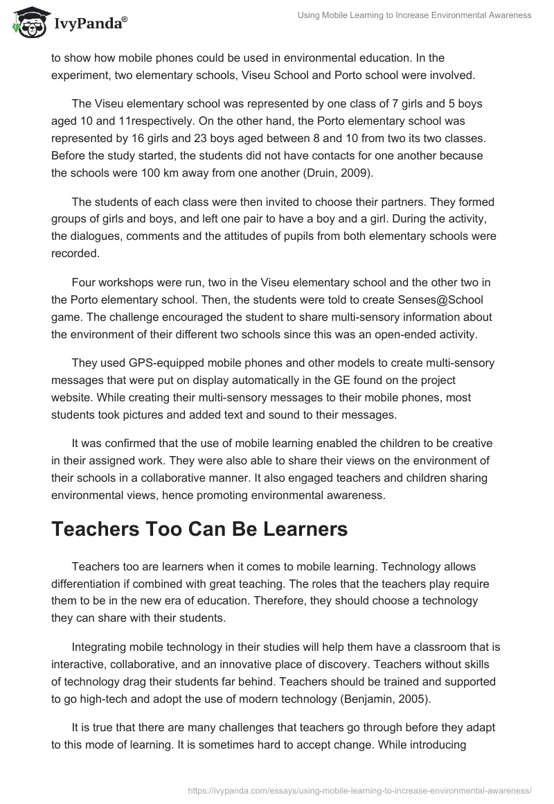 Using Mobile Learning to Increase Environmental Awareness. Page 5