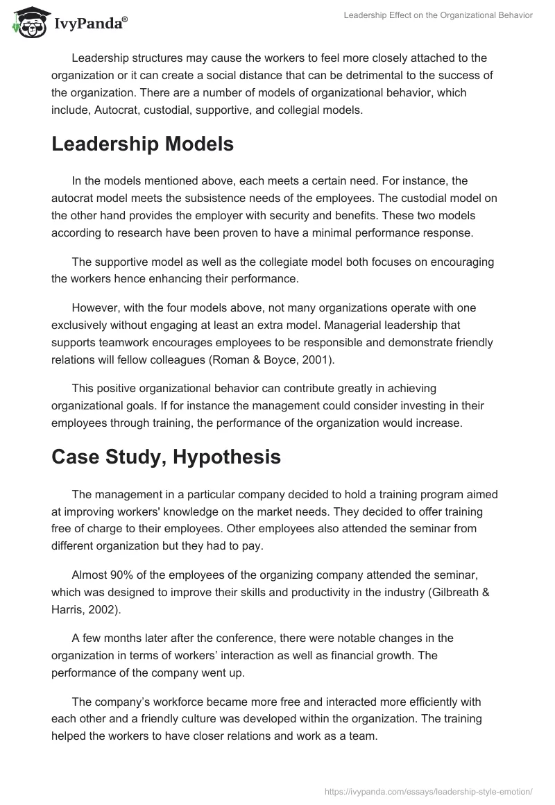 Leadership Effect on the Organizational Behavior. Page 2