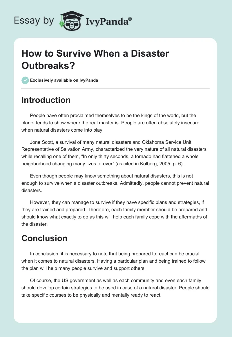 How to Survive When a Disaster Outbreaks?. Page 1