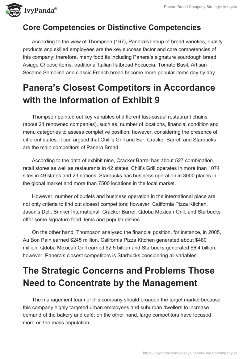 Panera Bread Company Strategic Analysis. Page 4