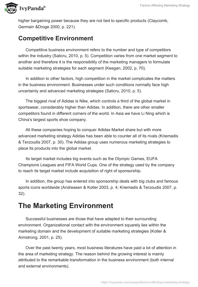 Factors Affecting Marketing Strategy. Page 3