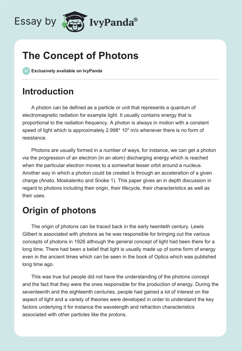 The Concept of Photons. Page 1