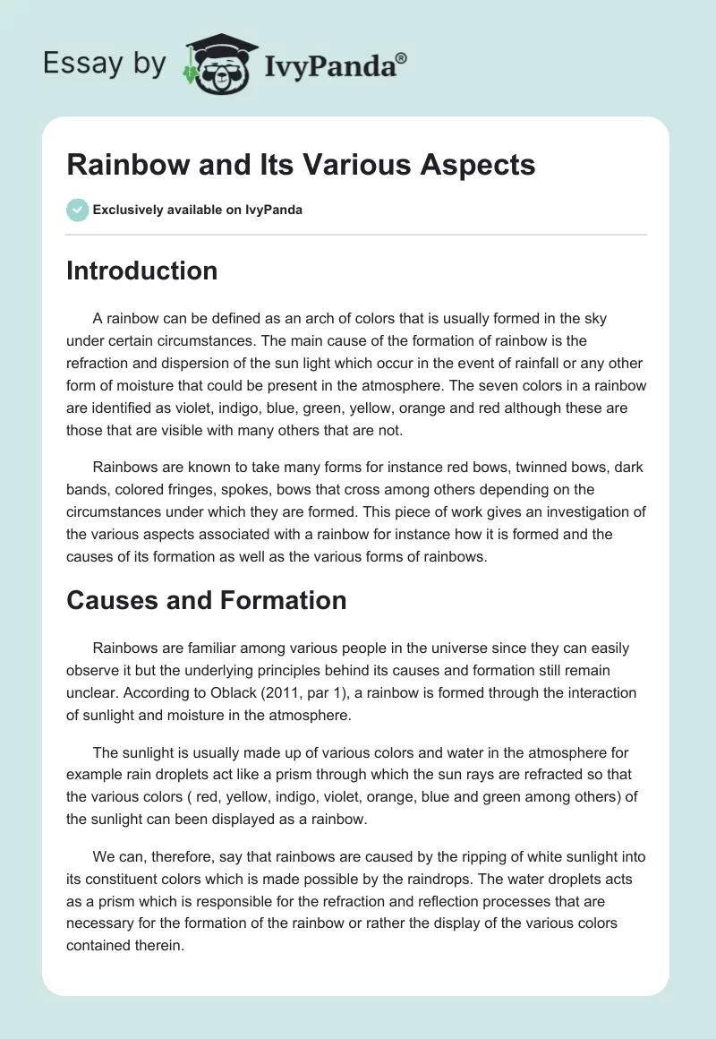 Rainbow and Its Various Aspects. Page 1