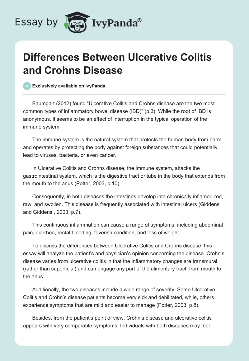 Differences Between Ulcerative Colitis and Crohns Disease. Page 1