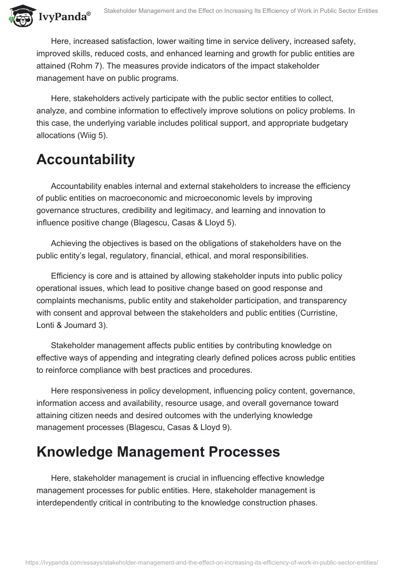 Stakeholder Management and the Effect on Increasing Its Efficiency of Work in Public Sector Entities. Page 2