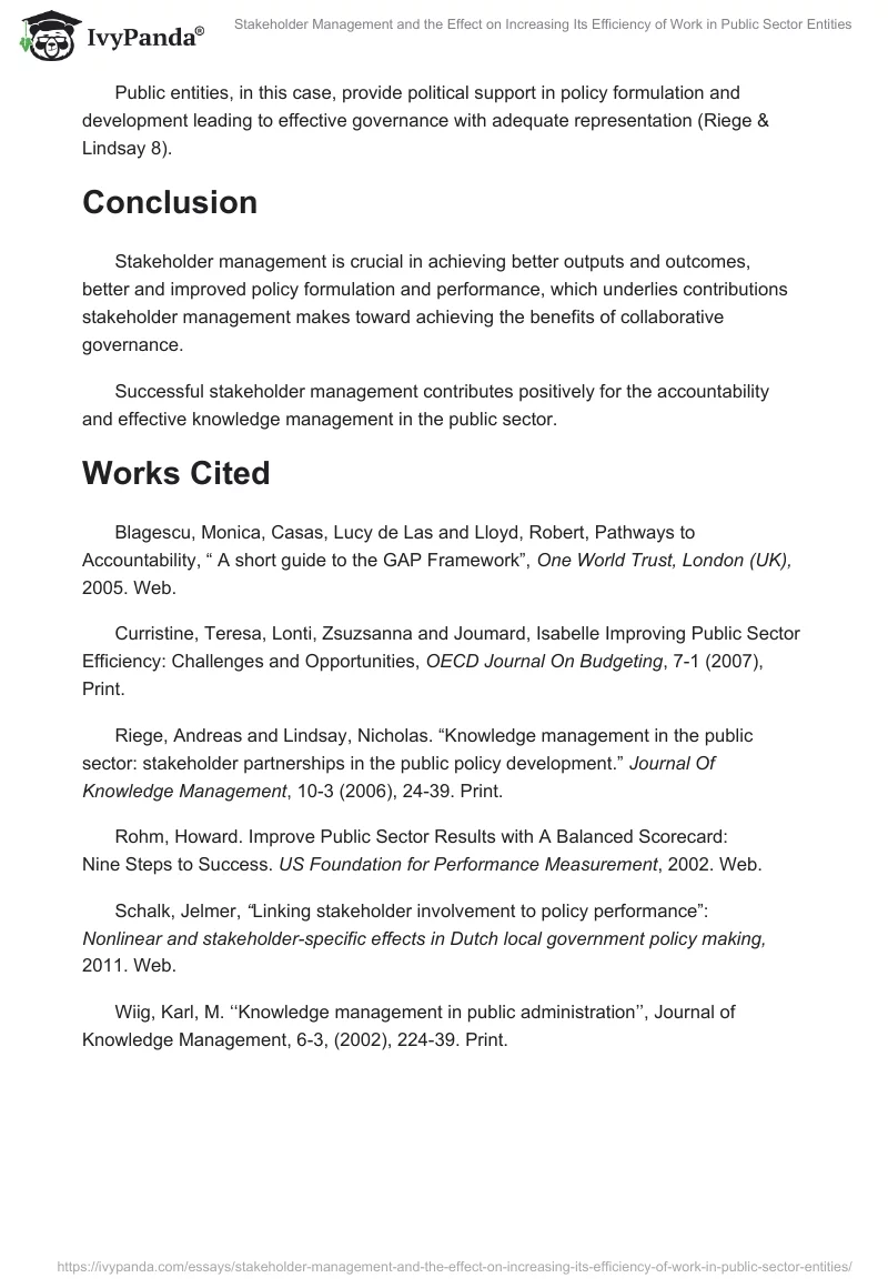 Stakeholder Management and the Effect on Increasing Its Efficiency of Work in Public Sector Entities. Page 3
