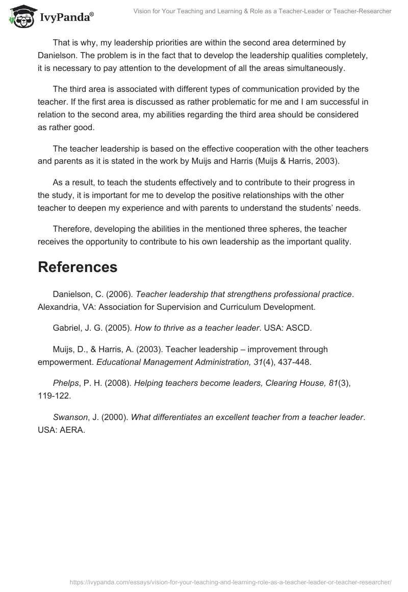 Vision for Your Teaching and Learning & Role as a Teacher-Leader or Teacher-Researcher. Page 4