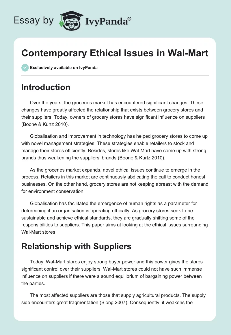 walmart ethical issues case study