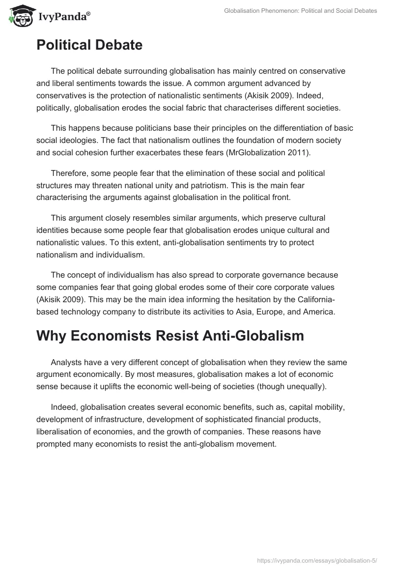 Globalisation Phenomenon: Political and Social Debates. Page 3