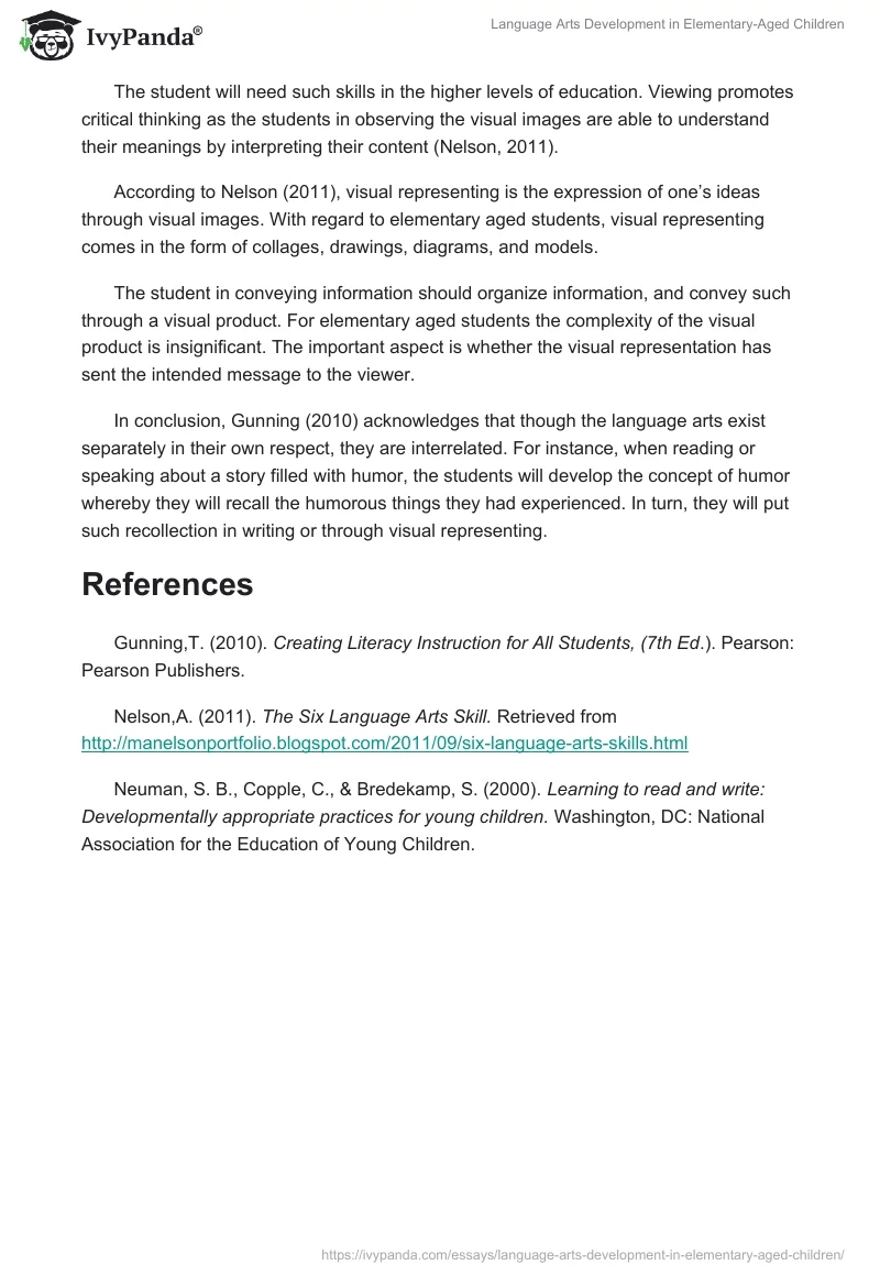 Language Arts Development in Elementary-Aged Children. Page 3