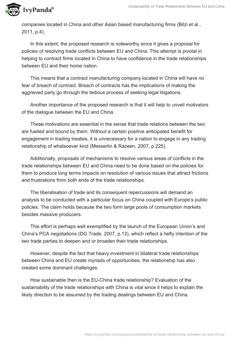 Sustainability of Trade Relationship Between EU and China. Page 3