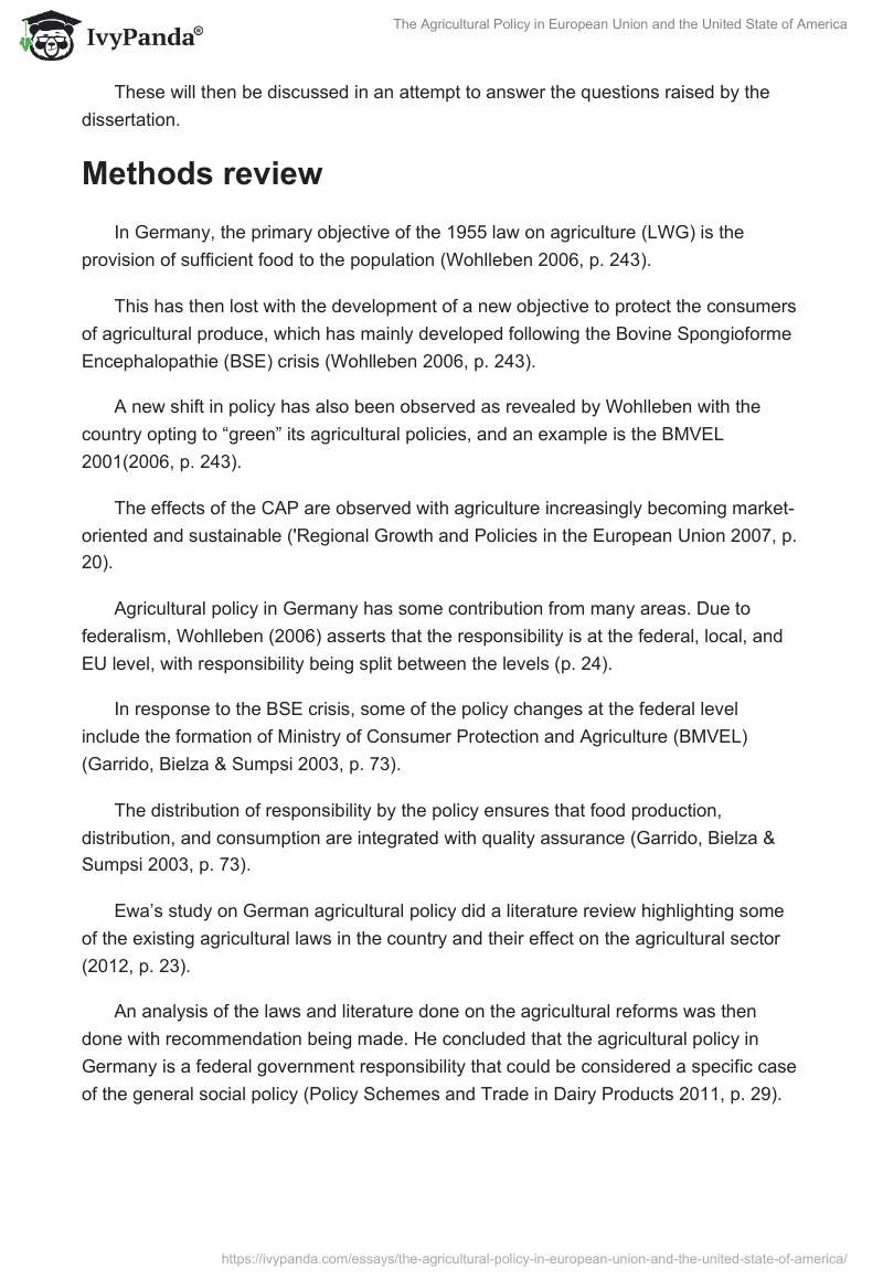 The Agricultural Policy in European Union and the United State of America. Page 5