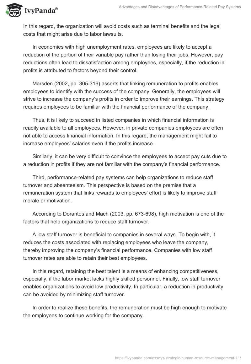 Advantages and Disadvantages of Performance-Related Pay Systems. Page 3