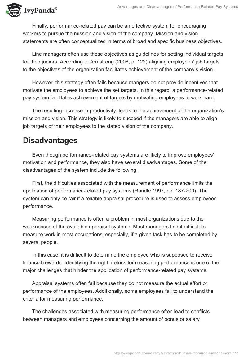 Advantages and Disadvantages of Performance-Related Pay Systems. Page 5