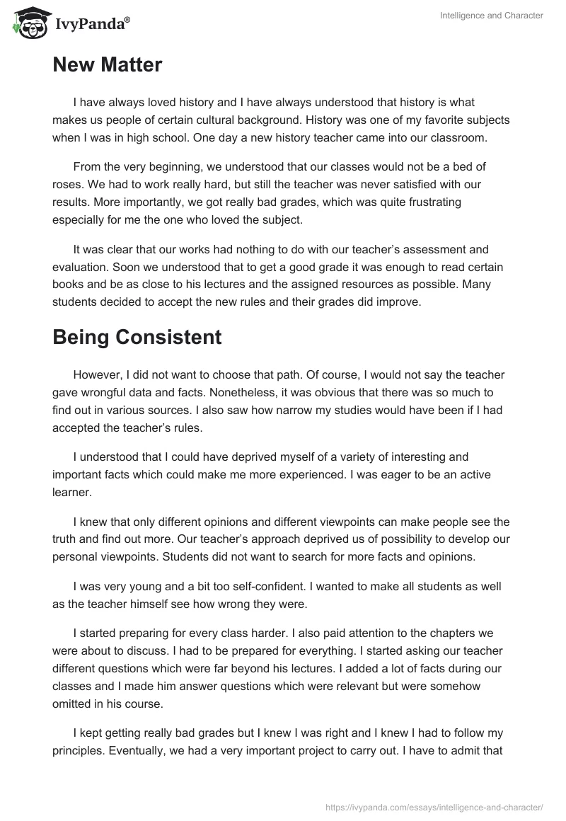 Intelligence and Character. Page 2